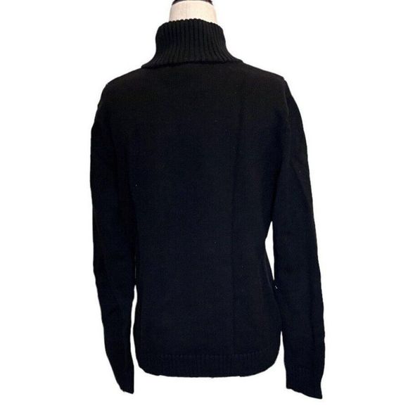 Lauren Ralph Lauren Women Black Red Lion Crest Logo Zip Mock Neck Sweater Large - Picture 4 of 7